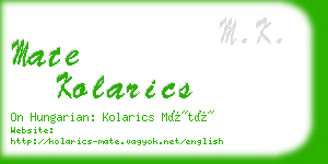 mate kolarics business card